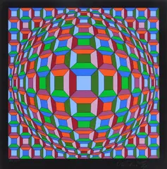 Ondo Vega by Victor Vasarely, silkscreen in color, 1981, singed and, offered Feb 2026