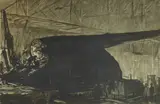 Muirhead Bone, Night Shift Working on a Great Gun, lithograph, 1917