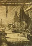 Muirhead Bone, The Giant Slotters, lithograph, 1917