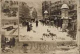 Félix Buhot, L'Hiver A Paris, etching, drypoint, aquatint, sulphur tint, softground and roulette, 1879. 9 5/16
