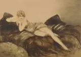 Louis Icart, Les Fruits, etching in colors, 1926