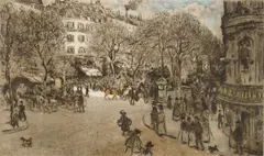 Le Boulevard des Italiens by Jean-François Raffaëlli, etching in colors on imitation Japan paper, 1908, offered Dec 2025