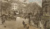 Jean-François Raffaëlli, Le Boulevard des Italiens, etching in colors on imitation Japan paper, 1908