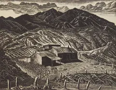 Ina Annette, Sheep Ranch wood, engraving, 1950