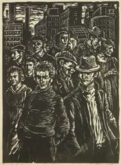 Albert Abramovitz, From The Factory, linocut, 1932