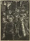 Albert Abramovitz, From The Factory, linocut, 1932