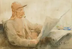 Lawrence Carmichael Earle, The Morning News, watercolor on paper