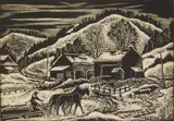 Emil Ganso, Sleigh in Winter Landscape wood