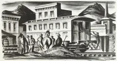 Empire Builders by Edwin L. Fulwider, lithograph, offered Dec 2025