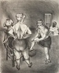 Lily Harmon, At the Dress Shop, lithograph, 1939