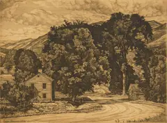 Luigi Lucioni, Route 7, etching, 1946