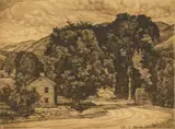 Luigi Lucioni, Route 7, etching, 1946