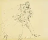 Clyde Singer, The Newlyweds, pen and ink on paper, 1956