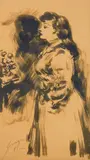 Clyde Singer, Window Shopper, watercolor on paper, 1952