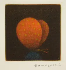 Yōzō Hamaguchi, Papillon Rouge mezzotint in color, 1972, mezzotint