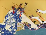 Hideo Takeda, Contention for the Vanguard at Ujigawa, silkscreen in colors