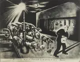 Sue Coe, Modern Man Followed by the Ghosts of His Meal photo, etching, 2001