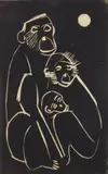 Nahum Tschacbasov, Monkey Family, linocut, 1946