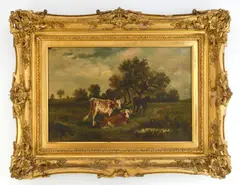 Léon-Victor Dupré, Cows in a Field, oil on canvas