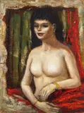 Nude and Red Drapery by Albert Pels, oil on canvas (unstretched), offered Dec 2025
