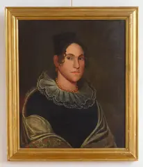 Zedekiah Belknap, Portrait of a Lady in Lace Collar, oil on canvas, laid on panel