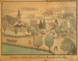 Ferdinand Brader, Residence and Store of Israel F. Lantzer, Cairo Twp., Stark County. Ohio colored, pencil and graphite on thick wove paper, ca. 1894