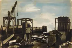 Chet La More, Construction Scene, watercolor on paper