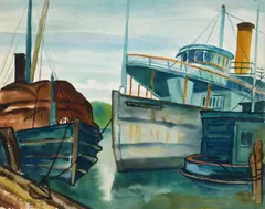 Vera Eugenia Andrus, Yonker's Dock, watercolor on paper, 1938