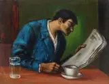The Morning Newspaper by Albert Pels, oil on canvas, offered Oct 2025