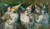 Clowns Clowning Around by Albert Pels, oil on canvas, offered Oct 2025