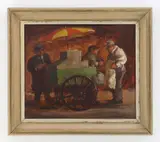 Clyde Singer, Frankfurters, oil on panel, ca. 1966