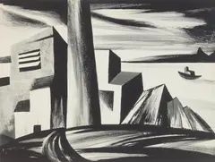 Abe Ajay, Deserted Factory, lithograph