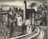 Will Barnet, Factory District, Norwalk, CT', lithograph, 1936