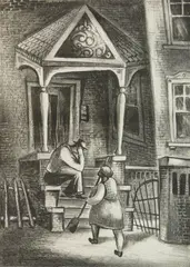Leon Bibel, Front Porch, lithograph, 1938