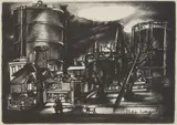 Philip Evergood, Small Town Lights (City Lights II), lithograph, 1940-41