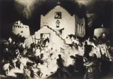 Gene Kloss, Processional - Taos, drypoint, 1948
