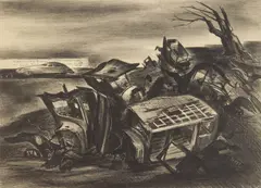 Automobile Show by Jack Markow, lithograph, 1939, offered Oct 2025