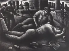 Paul Meltsner, Death of a Striker, lithograph