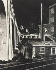 Salvatore Pinto, Powerhouse wood, engraving, 1935, estate