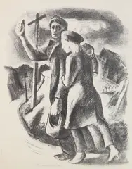 Hitch Hikers by Boardman Michael Robinson, lithograph, 1933, offered Oct 2025