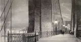 Stow Wengenroth, Manhattan Gateway (Brooklyn Bridge, Night), lithograph, 1948