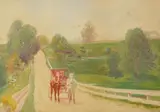 Ora Coltman, Big Hollow, Hiram College Looking South, watercolor on illustration board, 1905