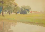 Ora Coltman, Rural Scene- Shaker Heights, watercolor on paper, 1908