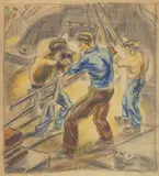William Sommer, At The Mill crayon and, graphite on tracking paper