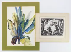 Paul B. Travis, 1). Banana Tree, Kenya-, watercolor on paper, 1924