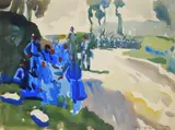 Frank N. Wilcox, Soldiers by the Roadside, watercolor on wove paper, 1926