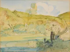 Frank N. Wilcox, The Ox-Bow, watercolor and pencil on paper