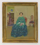 Ora Coltman, Interior Scene with Lady in Green Gown, oil on canvasboard, 1935