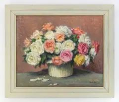 Rolf Stoll, Still-Life of Roses, oil on canvas, 1937