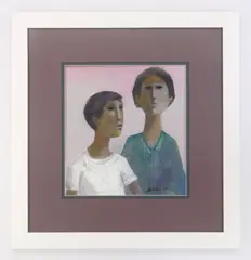 Two Figures by Fred Leach, acrylic on illustration board, offered Oct 2025
